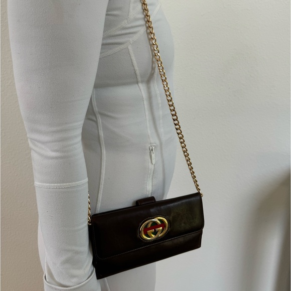 Gucci Brown Leather with Gold Emblem and Sherry Line Wallet w/COA - Picture 6 of 6